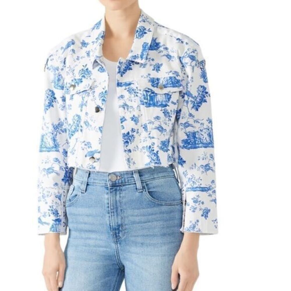 For love & lemons denim floral blue jacket…